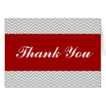 Red and Gray Chevron Thank You Card