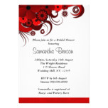 Red and White Floral Wedding Bridal Shower Invites
