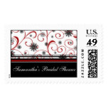 Red Black Bridal Shower Winter Wedding Stamp