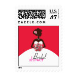 Red Bridal Shower Postage Stamp