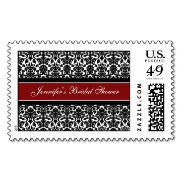 Red Damask Bridal Shower Wedding Stamps