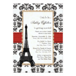 Red Eiffel Tower Parisian Bridal Shower Card