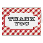 Red Gingham Pattern Thank you note cards