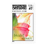 Red Gold Green Amaryllis Abstract Bridal Shower Stamp