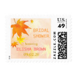 Red   Gold Maple Leaves Fall Bridal Shower Postage Stamp