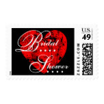 Red Grunge Heart Bridal Shower A03 Postage Stamp