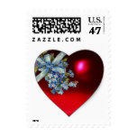 RED HEART,BOW AND FORGET ME NOTS WEDDING PARTY STAMP