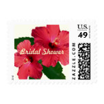 Red Hibiscus Flower Bridal Shower Postage Stamps