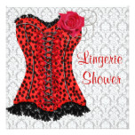 Red Leopard Corset Lingerie Bridal Shower Card