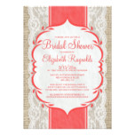 Red Linen Burlap & Lace Bridal Shower Invitations