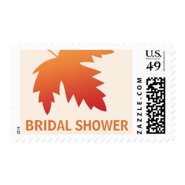 Red orange fall autumn leaf on cream bridal shower stamp