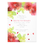 Red, pink flowers floral wedding bridal shower card