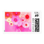 RED PINK ROSES AND ANEMONE FLOWERS POSTAGE STAMP