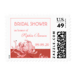 Red Pink White Mums Floral Bridal Shower Postage Stamp