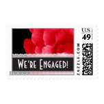 RED Rose and Lace ENGAGEMENT ANNOUNCEMENT Postage Stamp