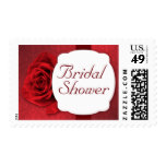 Red Rose Damask Bridal Shower Postage Stamps