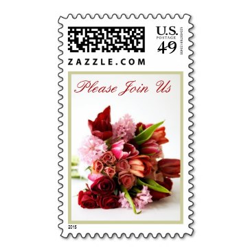 Red Rose Wedding Bridal Shower Invitation Stamps