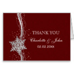 red Silver Snowflakes Winter wedding Thank You Card