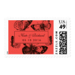 Red Vintage Butterfly Invitation Postage Stamp