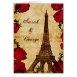 red vintage eiffel tower Paris thank you Card