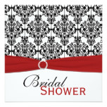 Red, White, and Black Damask Bridal Shower Invite