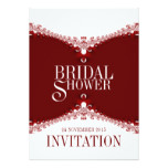 Red White Elegant Lace Bridal Shower Invitations
