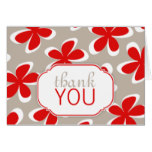 Retro Floral Red & Khaki custom Thank You Cards