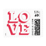 Retro Red And White Love Postage Stamps