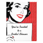 Retro Woman with a Sign Bridal Shower Card