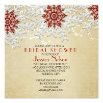 Romantic Christmas Snowflakes Bridal Shower Card