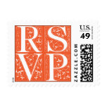 RSVP Orange & White Floral Wedding or Party Stamp
