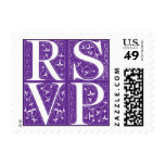 RSVP Purple & White Floral Wedding or Party Stamp