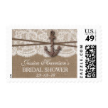 Rustic Anchor Beach Bridal Shower Postage Stamp