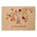 Rustic Autumn Birdcage Bridal Shower Thank You Card