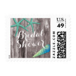 Rustic Beach Theme Seashells Bridal Shower Stamps