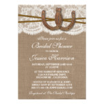 Rustic Burlap & Lace Horseshoe Bridal Shower Card