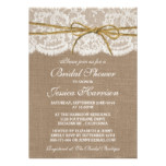 Rustic Burlap, Lace & Twine Bow Bridal Shower Card