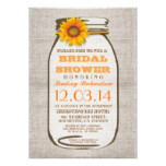 Rustic Burlap Mason Jar Sunflower Bridal Shower Card
