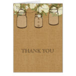 rustic burlap mason jars bridal shower Thank You Card