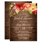 Rustic Country Barn Wood Floral Fall Bridal Shower Card
