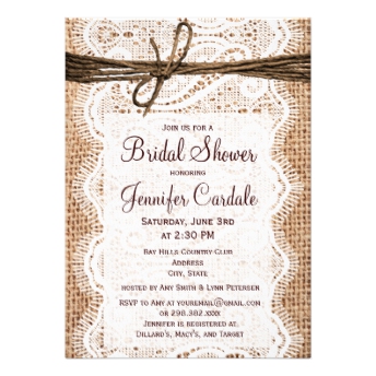 Rustic Country Burlap Bridal Shower Invitations