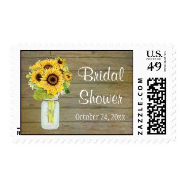 Rustic Country Mason Jar Flowers Sunflower Bouquet Postage Stamp