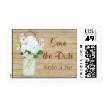 Rustic Country Mason Jar Flowers White Hydrangeas Postage Stamp