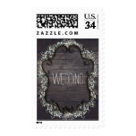Rustic Country Western Babys Breath & Wood Postage Stamp