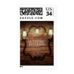 Rustic Country Western Wood & Mason Jar Lights Postage Stamp