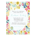 Rustic Floral Wedding Invitation Pink Blue Yellow