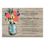 Rustic Mason Jar Gerber Daisies Bridal Shower Card