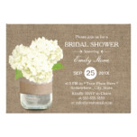 Rustic Mason Jar & Hydrangea Burlap Bridal Shower Card