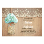 rustic mason jar turquoise hydrangea bridal shower card