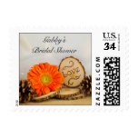 Rustic Orange Daisy Woodland Bridal Shower Postage Stamp